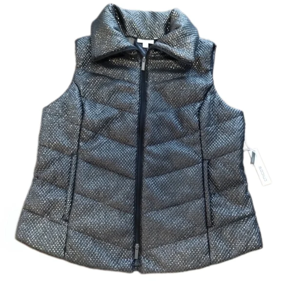 Chico's Zenergy Foil Quilt Puffer Vest Black - Picture 2 of 10